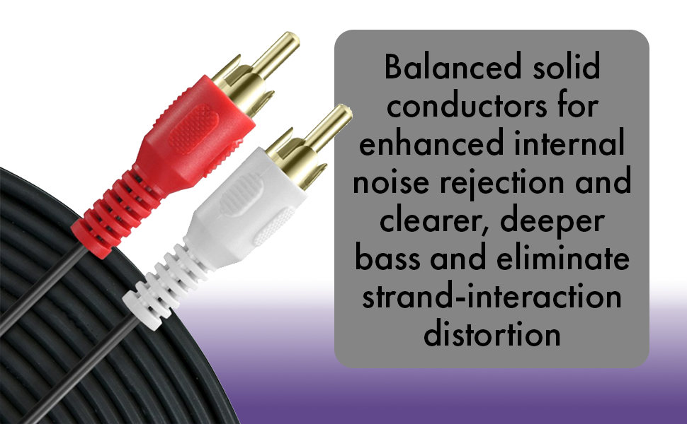 Dual composite left and right audio; 2 RCA Male to Male stereo audio plug cables connectors
