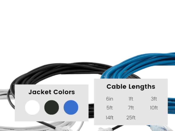 Jacket color and cable length options ofr the cat6 truecable patch cable