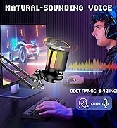 KingSom Gaming USB Micrphone,Noise Cancellation Condenser Mic with RGB Boom Arm,Podcast Microphon...