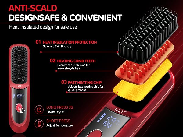 LQT Cordless Hair Straightener Brush