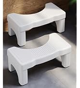 2 Pack Toilet Squat Stool Adult, 7 Inch Potty Steps Stool for Adults, Plastic Bathroom Foot Toile...