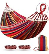 MOSFiATA Camping Hammock 550lb Upgraded Thickened 320G Canvas Fabric Single Hammocks with Two Ant...