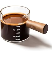 YARRAMATE 2.5 oz/75ML Espresso Shots Cup with Wooden Handle, Clear Glass Demitasse Cup with Dual ...