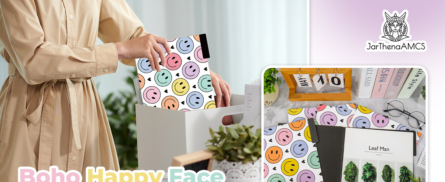 Boho Happy Face File Folders