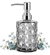 LGURT 12 Oz Clear Black Glass Soap Dispenser with Stainless Steel Pump, Refillable Hand Soap for ...