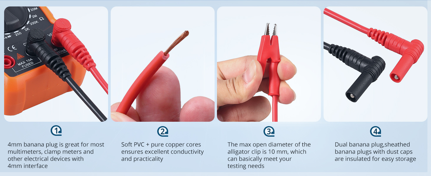 multimeter tester test leads voltmeter leads Electronic Test Lead Banana Plug Alligator Clip