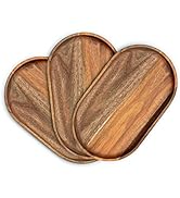 BF BILL.F SINCE 1983 Wood Plates Set of 3 Acacia Wooden Dinner Plates Serving Trays 12 Inch Recta...