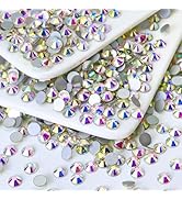 Briskbloom Flatback Crystal Rhinestones Round Gems for Nail Art and Craft Clothes Glue Fix, Cryst...