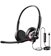 Blucalm Wired Headset with Noise Canceling Mic &amp; in-Line Control, Business Headset with Microphon...