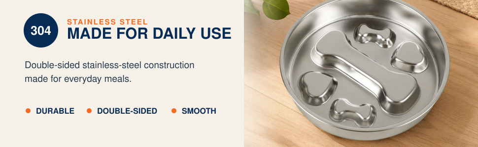 Stainless steel slow feeder dog bowl