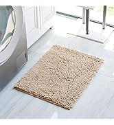 Chenille Soft Plush Bath Rugs for Bathroom, 24"x17" Non-Slip Absorbent Machine Washable Bathroom ...