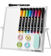 Small Magnetic Dry-Erase White Board – 10 x 10 Inches Mini Easel Whiteboard 360 Degrees Revolving...