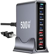 500W USB C Fast Charger Block, PD 3.1 140W USB Charging Station, GaN ? Pro 8 Port PD PPS Fast Cha...