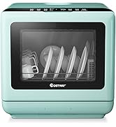 COSTWAY Portable Countertop Dishwasher, Compact Dishwasher with 5 L Built-in Water Tank, 5 Washin...
