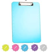 Plastic Clipboard Standard Size Blue, Translucent Low Profile Clip Board, Hangable Clipboard, 12....