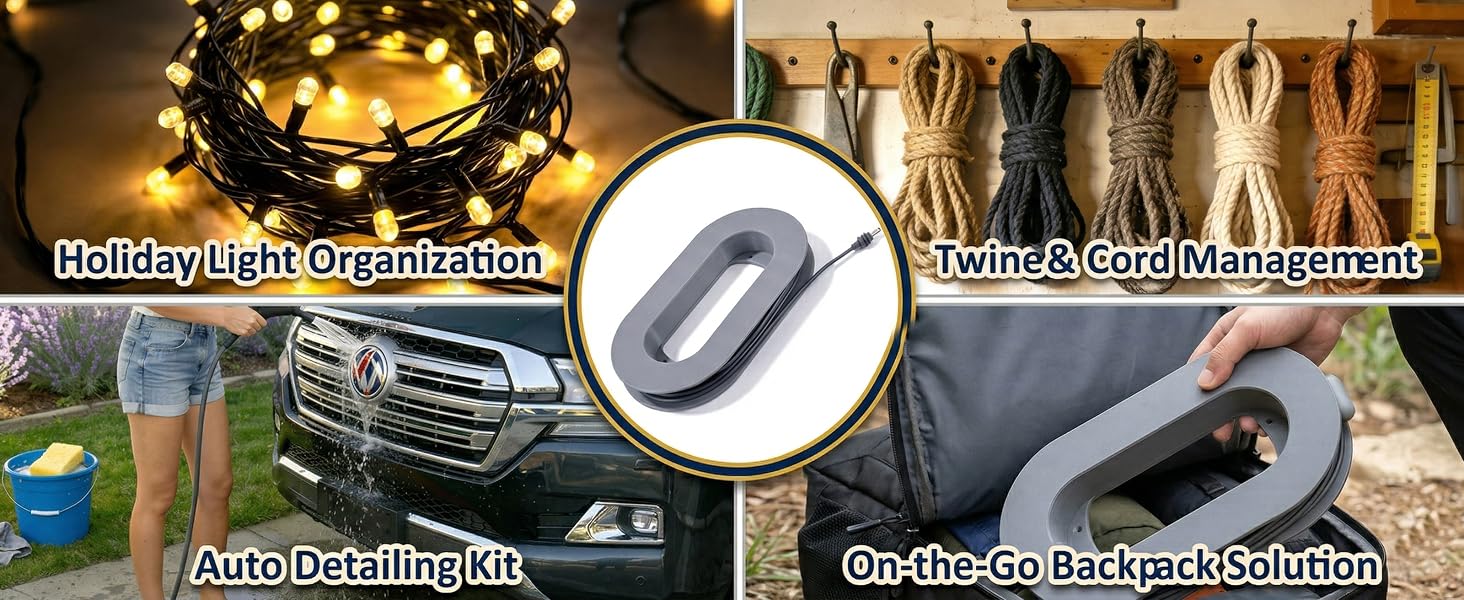 Versatile Starlink wire winder for lights, auto hoses, and backpack storage
