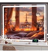 Hasipu Vanity Mirror with Lights, 40" x 30" LED Makeup Mirror, Lighted Makeup Mirror with Dimmabl...