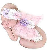 Jackcell Newborn Photography Props Angel Wings Costume, Outfit Baby Girl Picture Props with Flowe...