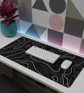 White Topographic Mouse Pad XXXL - Giant Full Desk Gaming Mat, Huge Keyboard Pad for Ultimate Bat...