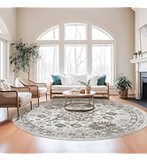 zesthome 8ft Round Rugs for Living Room, Non-Slip Washable Round Area Rugs, Ultra-Thin Large Circ...