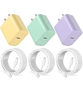 3 Pack USB C Charger, 20W PD USB C Wall Fast Charger Adapter with 3 Pack [MFi Certified] 6FT Type...