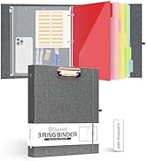 Ospelelf 3 Ring Binder 1 Inch Linen Binder Organizer with Zipper Pouch, Hardcover Clipboards with...