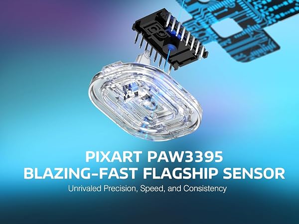 Triple Modes PAW3395 DPI Optical Sensor, 200h Battery Life, Programmable Buttons, Gaming Accessories