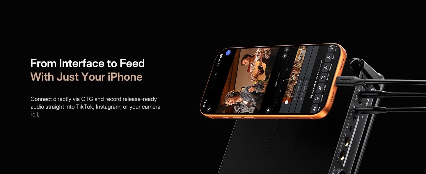 Two content creator recording social media video directly on iPhone via OTG port