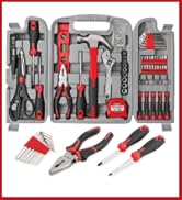 Hi-Spec 54pc Red Home DIY Tool Kit for The Household, Office &amp; Garage. Complete Basic House Tool ...