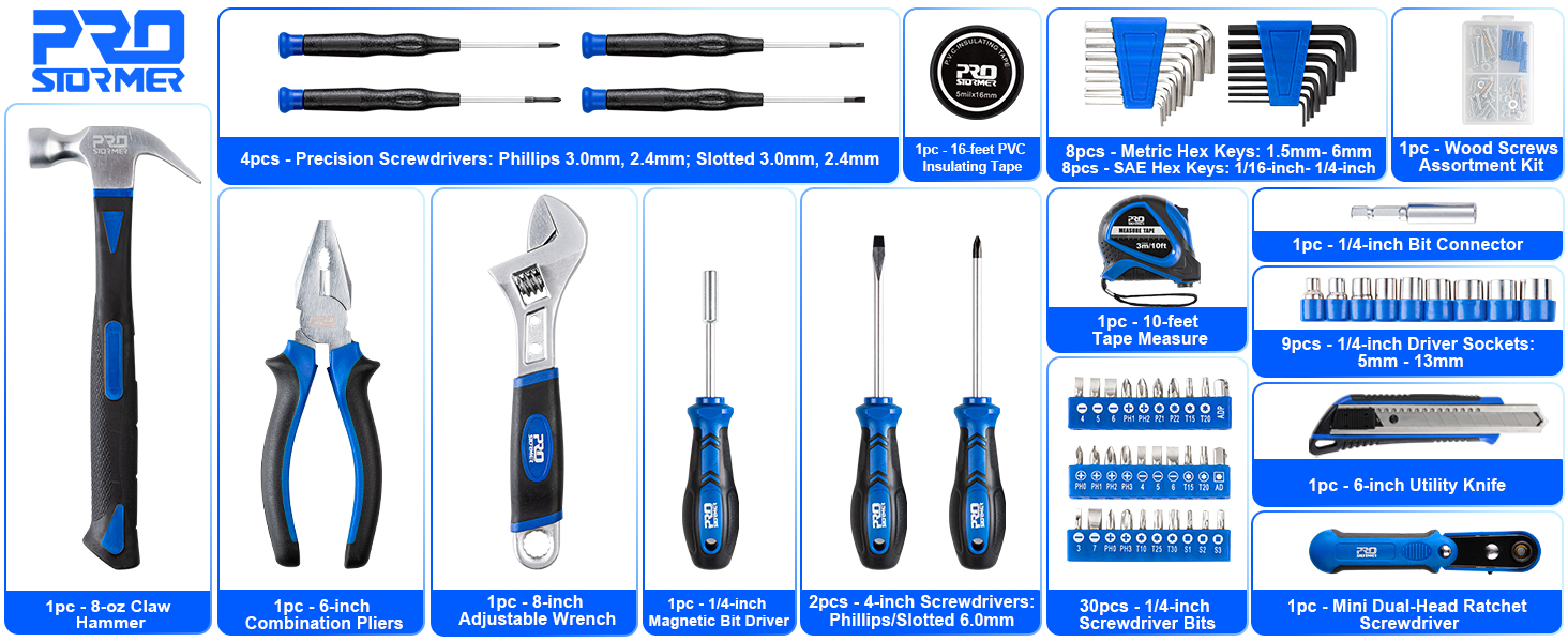 Hand Tool Kit with Toolbox Storage Case