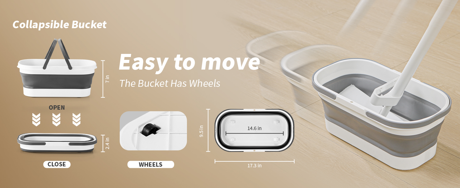 Mop and Bucket with Wringer Set Hands Free Flat Floor Mop and Bucket