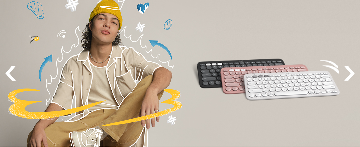 pebble keys 2 k380s wireless keyboard in graphite, rose, white