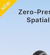 Text reads 'Zero-Pres Spatial' with 'NEW!' label in yellow corner. Light blue background with partial view of dark spherical object at bottom.