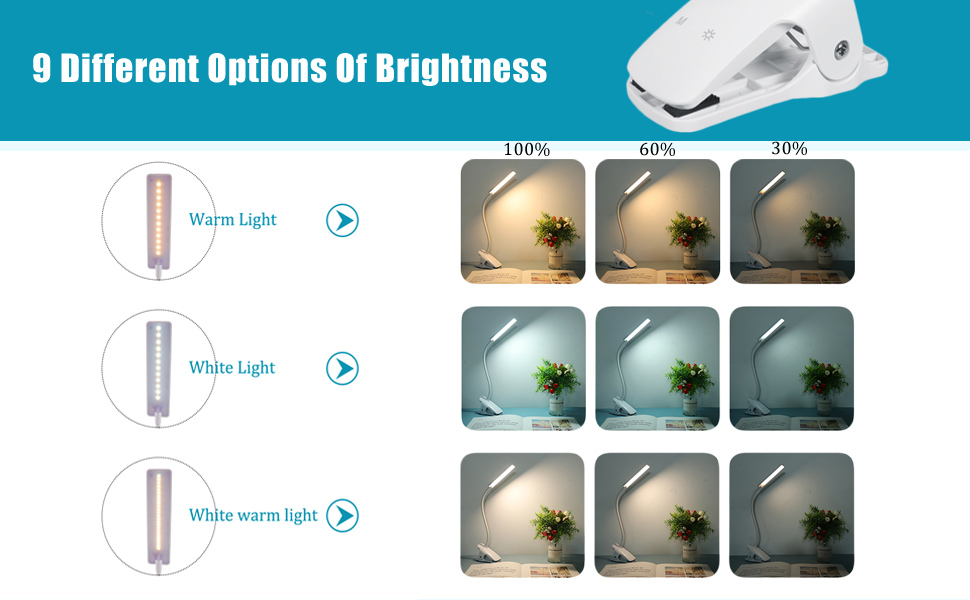 LED reading light with clip book lamp for beds clip light clip lamp book light for reading in bed