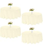 JALANCY 4 Pack 90 Inch Round Tablecloth Polyester Table Cloth for Round Tables Washable Table Cov...