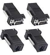 Poyiccot VGA Extender Over Ethernet Adapter, 4pcs VGA to RJ45 Adapter VGA 15 Pin Male to CAT5 CAT...