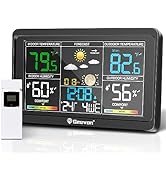 Geevon Weather Stations Wireless Indoor Outdoor Thermometer, Color VA Display Digital Weather The...