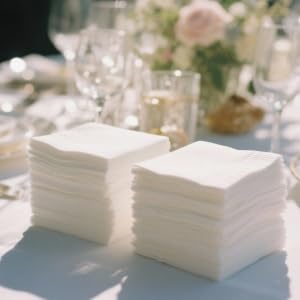 Disposable Napkins - White Dinner Napkins - Recyclable Paper Napkins for Dinner, Parties, Crafts