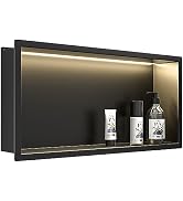 Bernkot Led Shower Niche 24" X 12" Matte Black 304 Stainless Steel with Lighting IP66 Waterproof ...