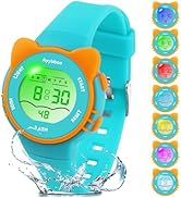 Ayybboo Kids Digital Watches for Girls Boys, 7 Color Lights Waterproof Watches for Kids with Alar...