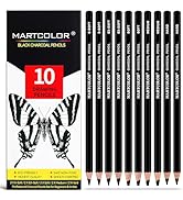 MARTCOLOR Charcoal Pencils for Drawing, 10 Pieces (S-Soft, Ex-Soft, Soft, Medium, &amp; Hard) Charcoa...