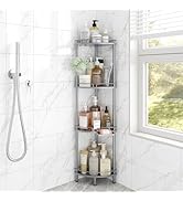 ELYKEN Corner Shower Caddy Standing, 4 Tier Rustproof Metal Shower Organizer with Soap Holder, Fl...