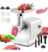 Huanyu Meat Grinder Electric 2800W Max Meats Mincer with Stainless Steel Blade&amp;3 Plates, 3 Sausag...