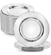 ZAVOOS 24 Pack Stainless Steel Dinner Plates, 8.5 Inch Metal Lightweight Unbreakable Camping Dish...