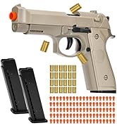 Automatic Shell Ejecting Toy Gun with 100 Soft Bullets,24 Shells &amp; 2 Magazines,Fidget Toy Gun