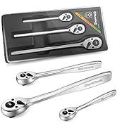 DURATECH 3-Piece Ratchet Set, 1/4", 3/8", 1/2" Drive, Socket Wrench, 90-Tooth, Quick-release, Con...