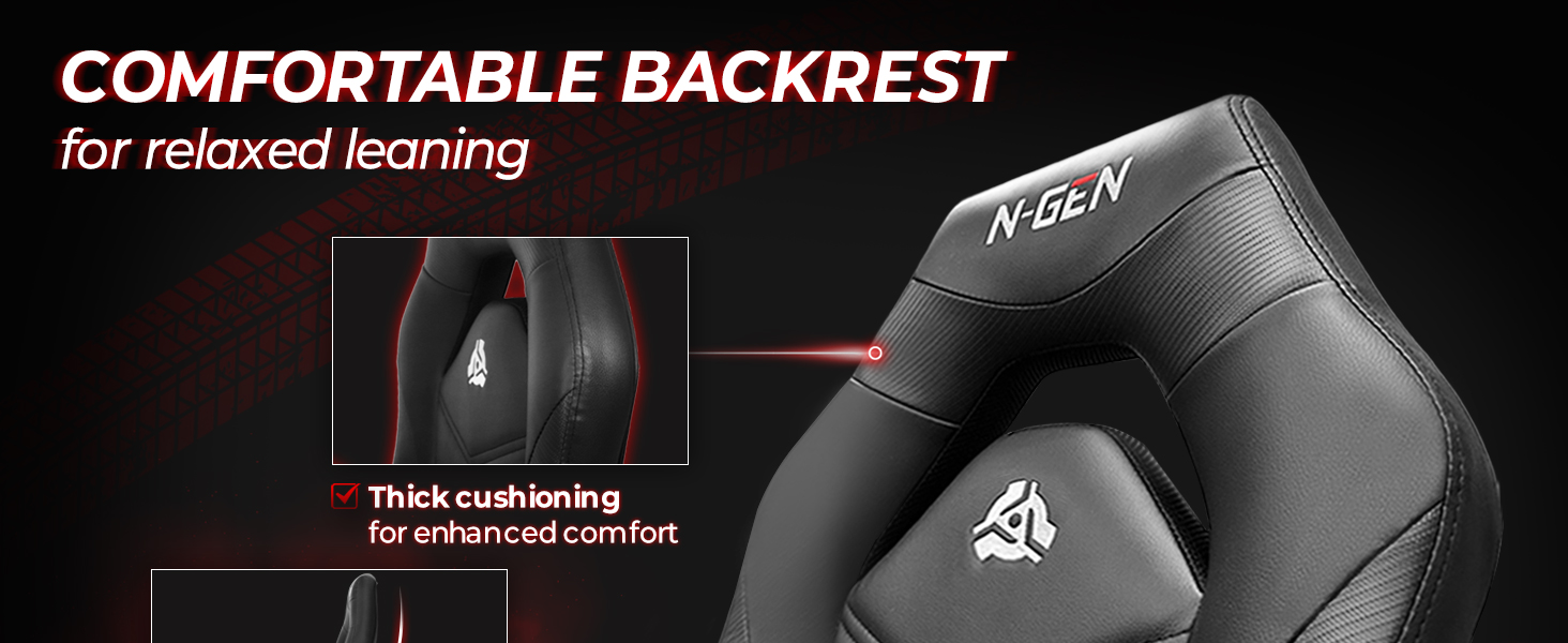 Relaxing chair with comfortable backrest for enhanced leaning