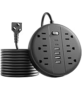 Chiefway Power Strip Surge Protector, 5 Ft Extension Cord with 6 AC Outlets and 6 USB Ports (2 US...