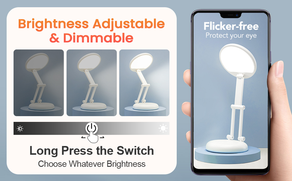 Desk Lamp for College Dorm Room Battery Powered Lights Rechargeable Cordless Table Lamp Dorm Reading