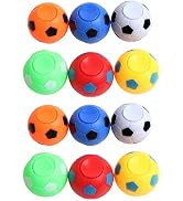 12 Pcs Colorful Hand Fidget Spinner Soccer Balls, Stress Relief Football 3.5cm Rotatable Fidget S...